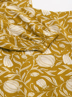 Janasya Dark Cotton Floral A-Line Dress | Grocsy
