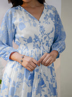 Janasya Light Georgette Floral Fit & Flare Dress | Grocsy