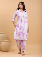 Janasya Bright Cotton Tie & dye Straight Kurta Set | Grocsy