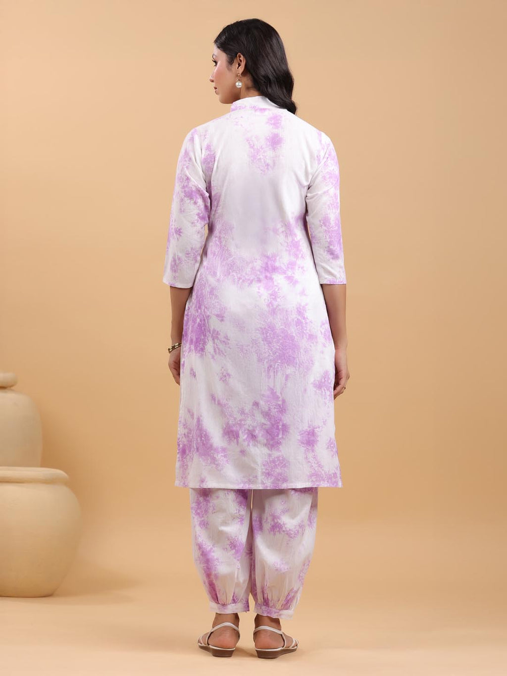 Janasya Bright Cotton Tie & dye Straight Kurta Set | Grocsy