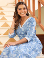 Janasya Bright Cotton Kalamkari Straight Kurta Set | Grocsy