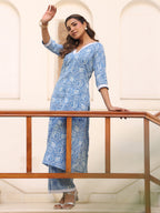 Janasya Bright Cotton Kalamkari Straight Kurta Set | Grocsy
