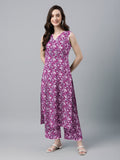 Janasya Bright Cotton Floral A-Line Kurta Set | Grocsy