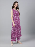 Janasya Bright Cotton Floral A-Line Kurta Set | Grocsy