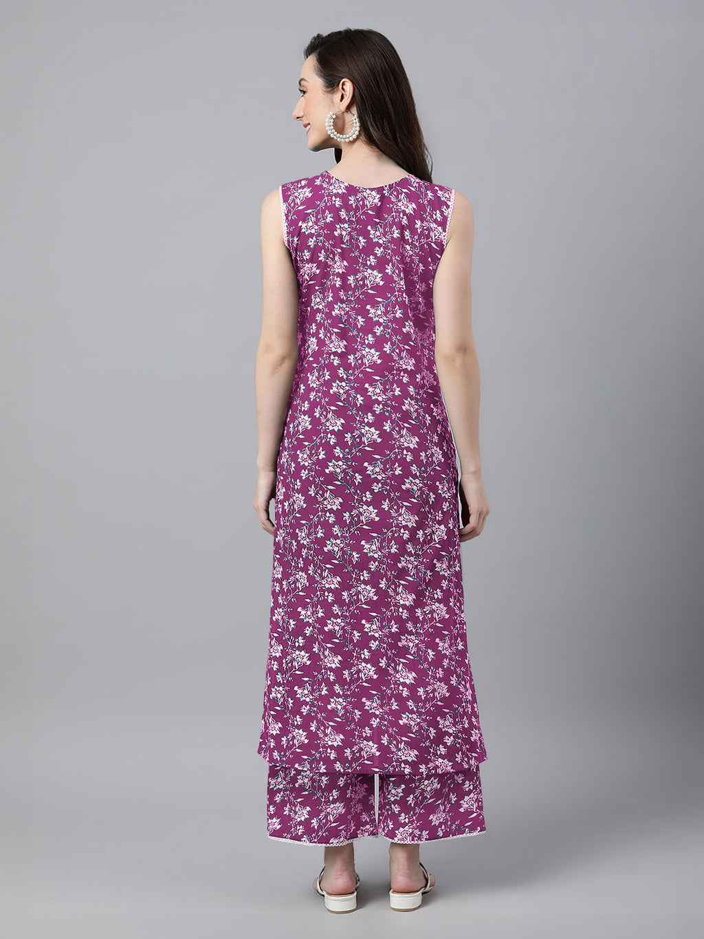 Janasya Bright Cotton Floral A-Line Kurta Set | Grocsy