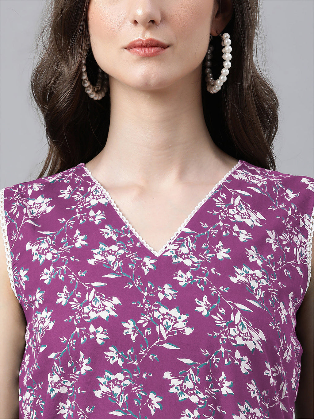 Janasya Bright Cotton Floral A-Line Kurta Set | Grocsy