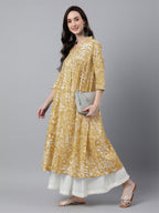 Janasya Light Cotton Floral Flared Kurta | Grocsy