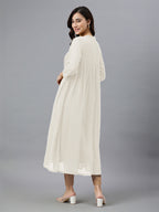 Janasya Light Dobby Chiffon Self Design Flared Kurta | Grocsy