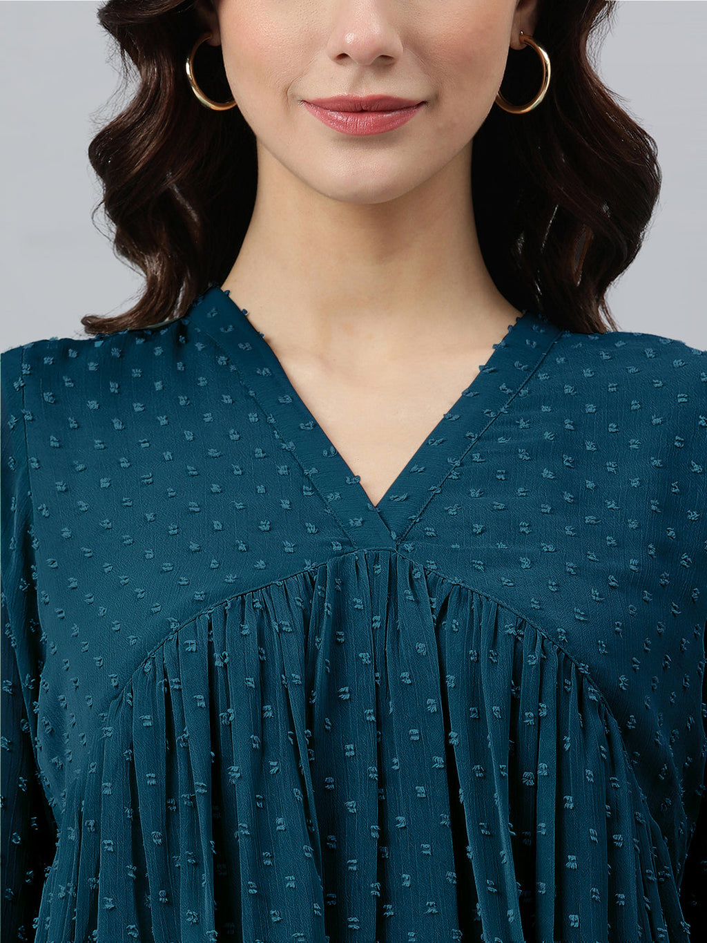Janasya Bright Dobby Chiffon Self Design Flared Kurta | Grocsy