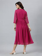 Janasya Bright Dobby Chiffon Self Design Flared Kurta | Grocsy