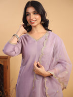 Janasya Light Chanderi Solid Straight Kurta Set | Grocsy