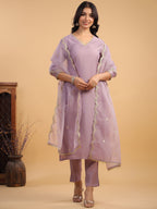 Janasya Light Chanderi Solid Straight Kurta Set | Grocsy