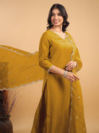 Janasya Light Chanderi Solid Straight Kurta Set | Grocsy