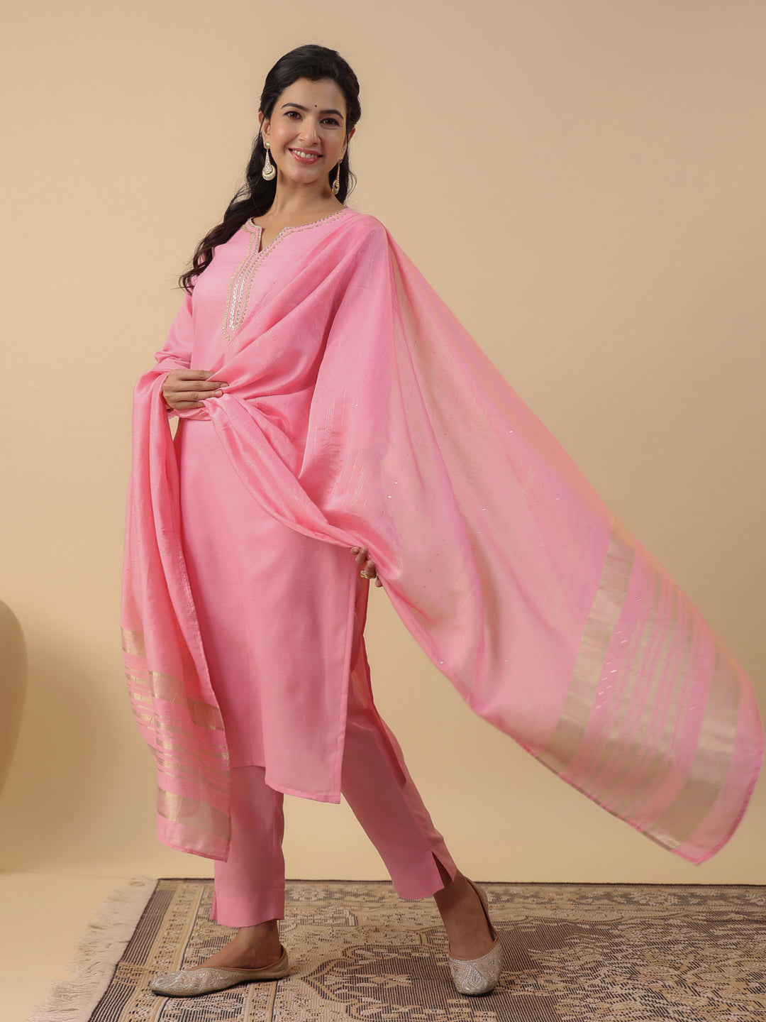 Janasya Light Cotton Blend Solid Straight Kurta Set | Grocsy