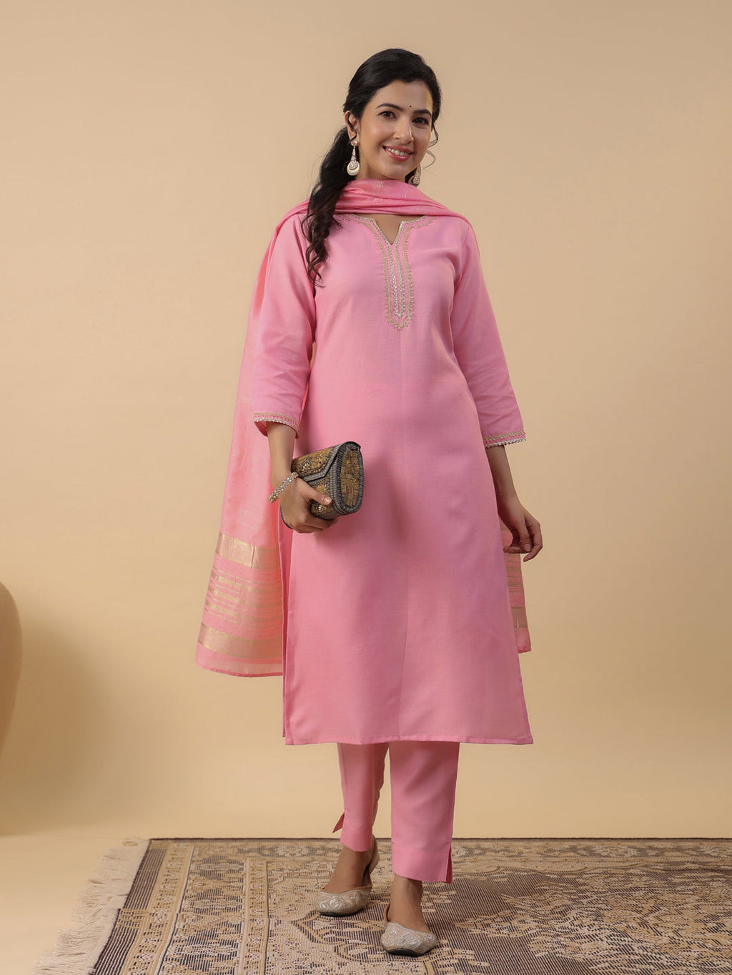 Janasya Light Cotton Blend Solid Straight Kurta Set | Grocsy