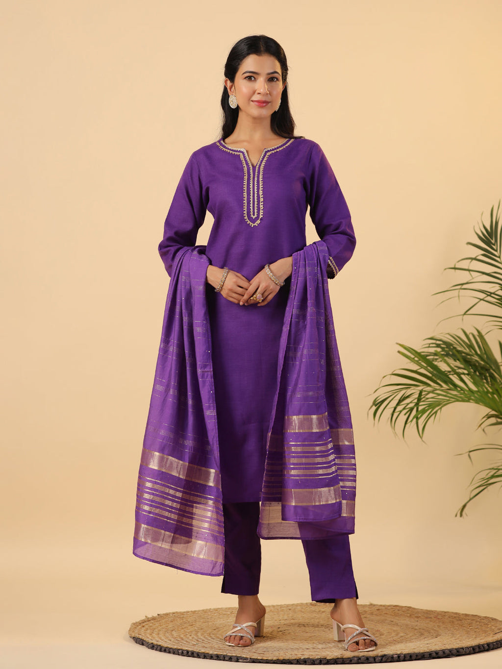 Janasya Bright Cotton Blend Solid Straight Kurta Set | Grocsy