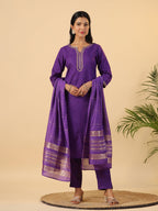 Janasya Bright Cotton Blend Solid Straight Kurta Set | Grocsy