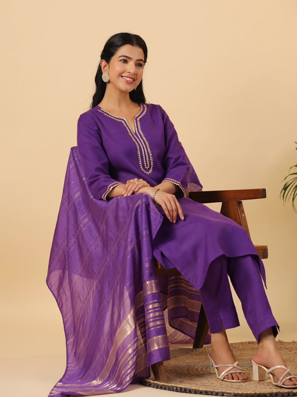 Janasya Bright Cotton Blend Solid Straight Kurta Set | Grocsy