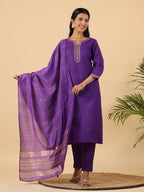 Janasya Bright Cotton Blend Solid Straight Kurta Set | Grocsy