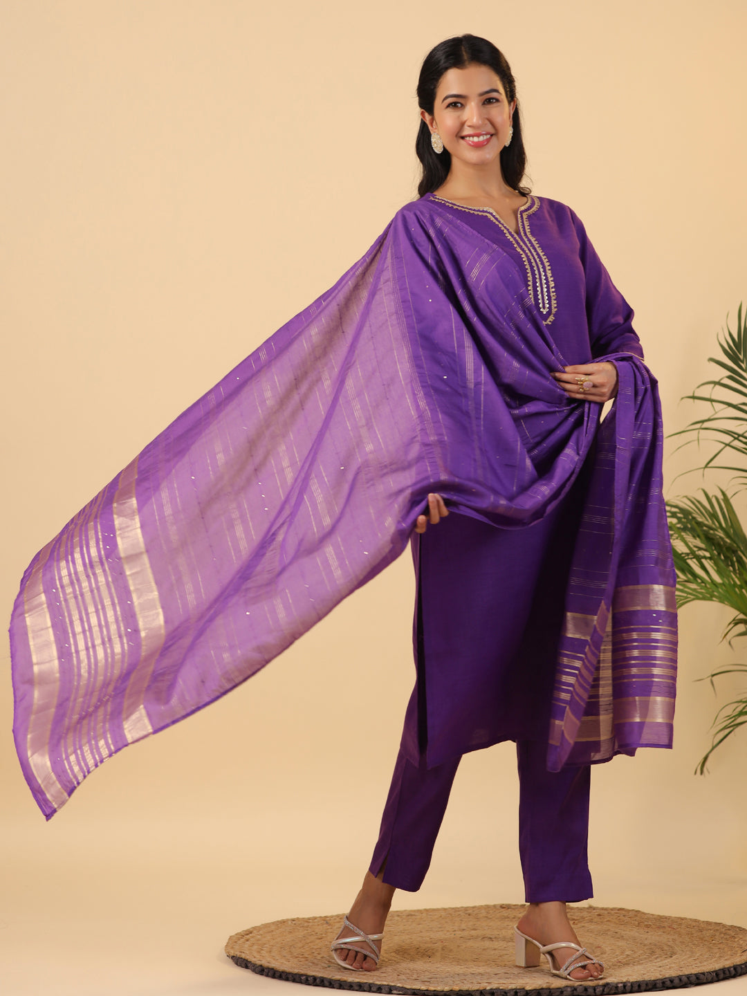 Janasya Bright Cotton Blend Solid Straight Kurta Set | Grocsy