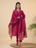 Janasya Dark Cotton Blend Solid Straight Kurta Set | Grocsy