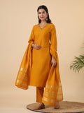 Janasya Bright Cotton Blend Solid Straight Kurta Set | Grocsy