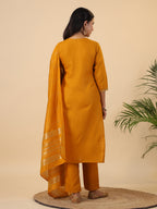 Janasya Bright Cotton Blend Solid Straight Kurta Set | Grocsy