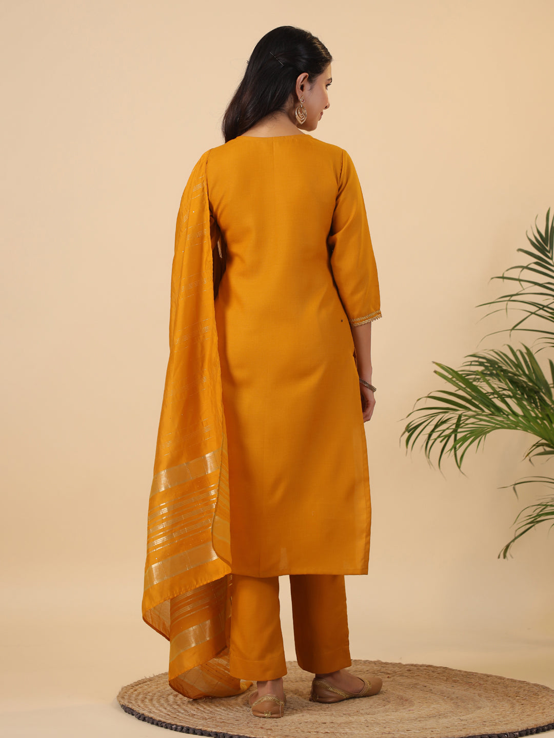 Janasya Bright Cotton Blend Solid Straight Kurta Set | Grocsy