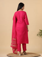 Janasya Bright Cotton Blend Solid Straight Kurta Set | Grocsy