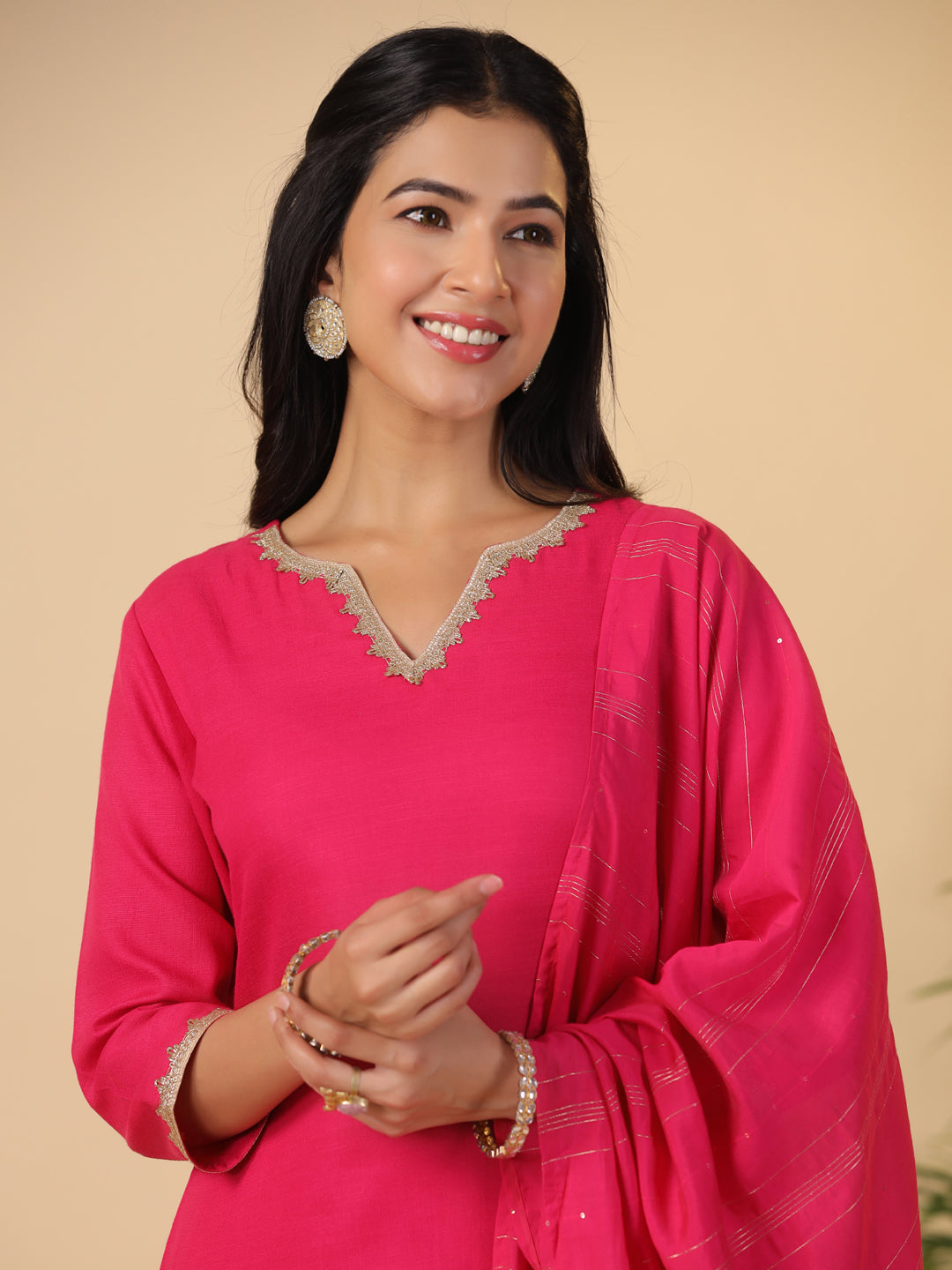 Janasya Bright Cotton Blend Solid Straight Kurta Set | Grocsy
