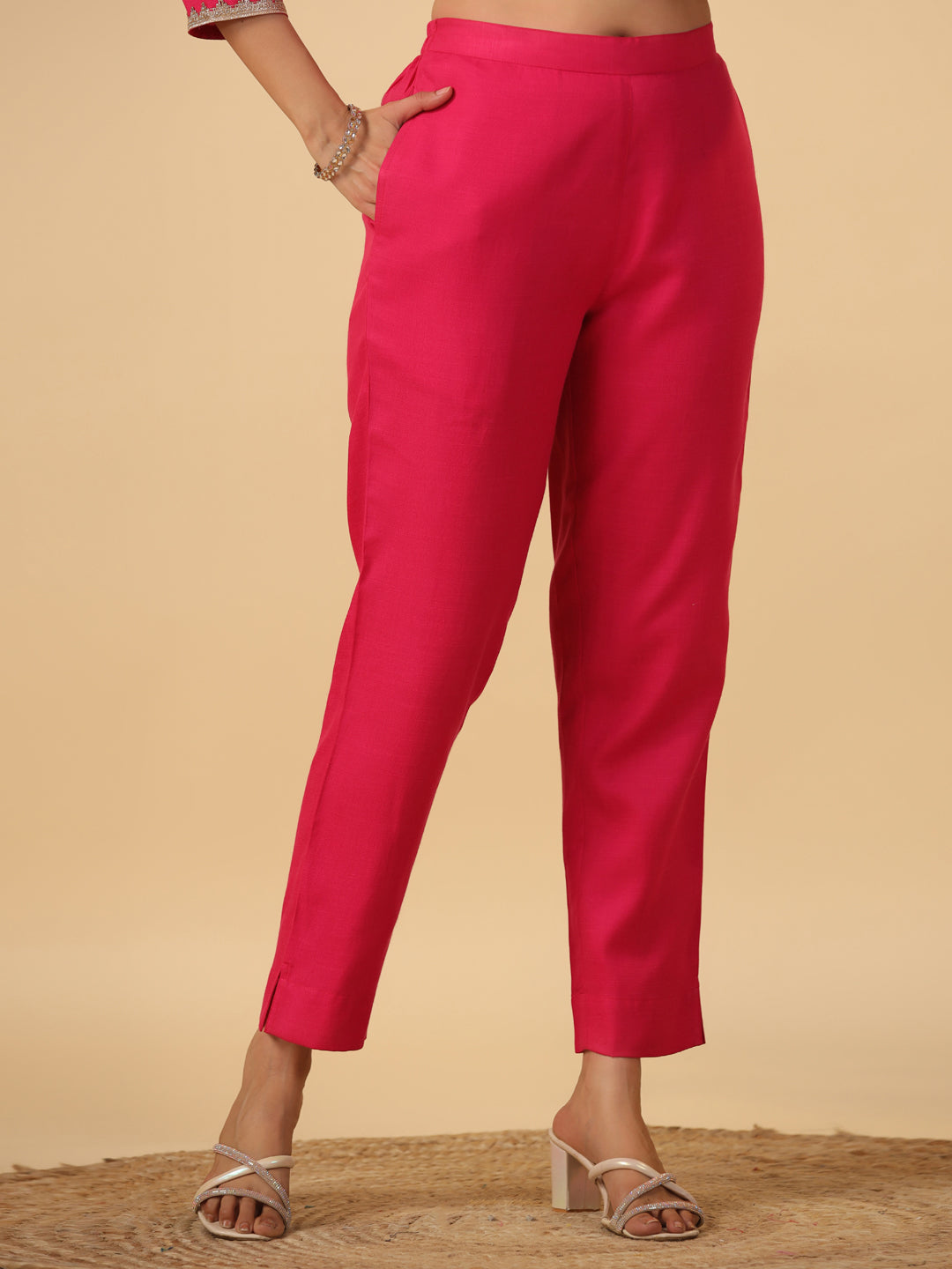 Janasya Bright Cotton Blend Solid Straight Kurta Set | Grocsy