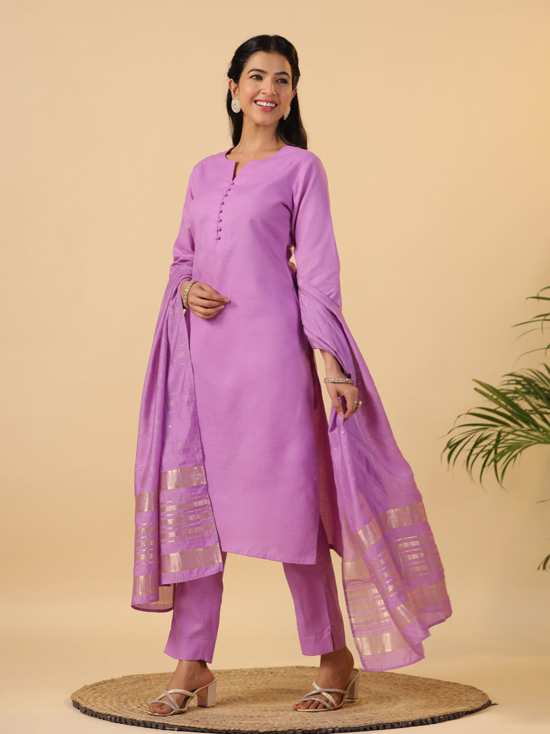 Janasya Light Cotton Blend Solid Straight Kurta Set | Grocsy