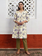 Janasya Light Cotton Floral A-Line Tunic | Grocsy