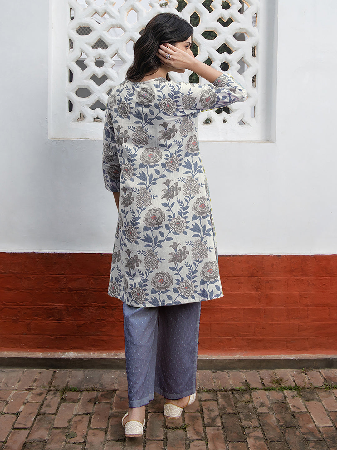 Janasya Light Cotton Floral A-Line Tunic | Grocsy