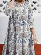 Janasya Light Cotton Floral A-Line Tunic | Grocsy