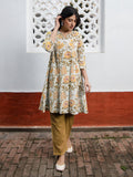 Janasya Light Cotton Floral A-Line Tunic | Grocsy