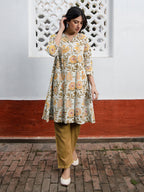 Janasya Light Cotton Floral A-Line Tunic | Grocsy