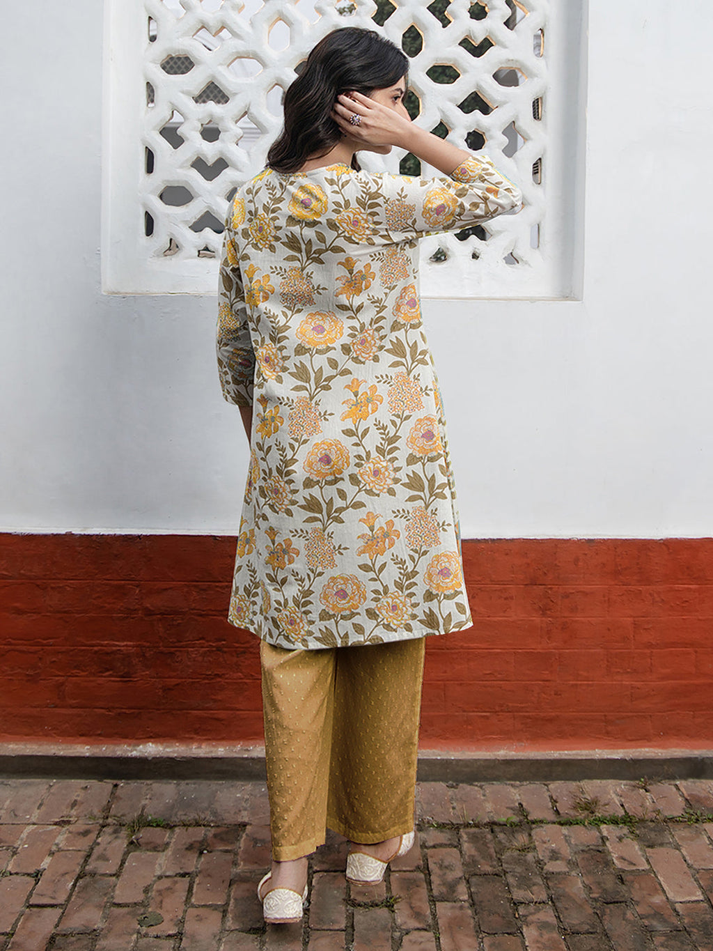 Janasya Light Cotton Floral A-Line Tunic | Grocsy