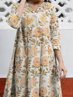 Janasya Light Cotton Floral A-Line Tunic | Grocsy