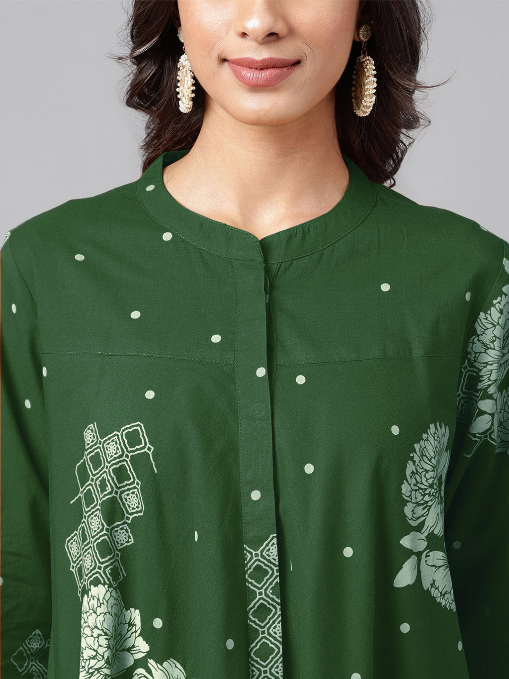 Janasya Bright Cotton Floral Flared Tunic | Grocsy