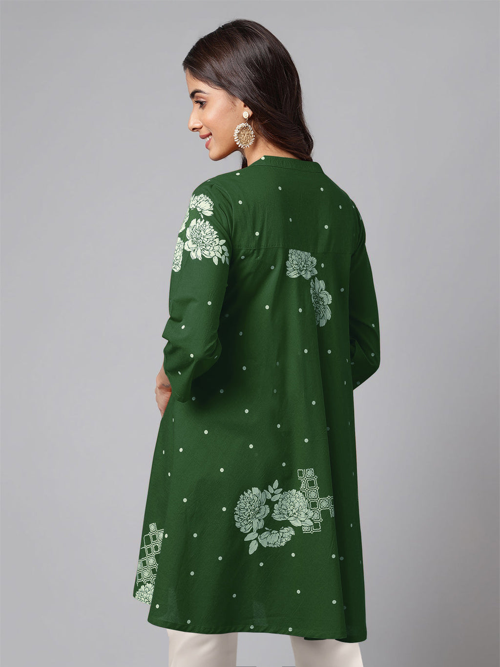 Janasya Bright Cotton Floral Flared Tunic | Grocsy