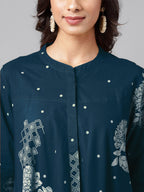Janasya Bright Cotton Floral Flared Tunic | Grocsy
