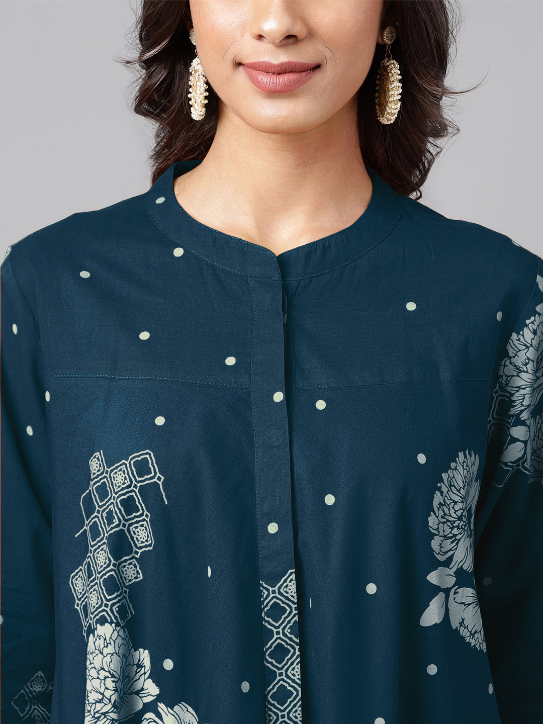 Janasya Bright Cotton Floral Flared Tunic | Grocsy