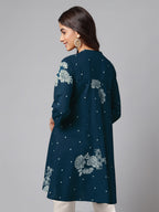 Janasya Bright Cotton Floral Flared Tunic | Grocsy