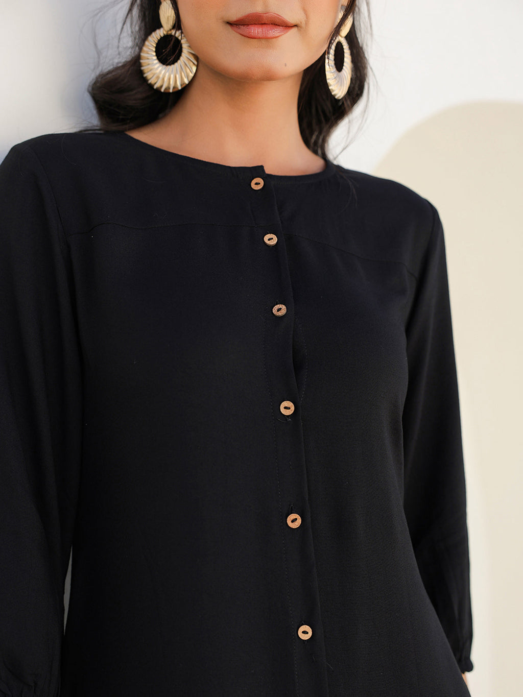 Janasya Dark Rayon Solid A-Line DRESS | Grocsy