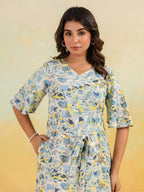 Janasya Light Cotton Floral A-Line Dress | Grocsy