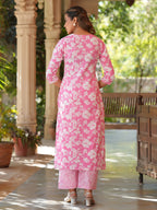 Janasya Light Cotton Floral Straight Kurta Set | Grocsy
