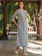 Janasya Light Cotton Floral Straight Kurta Set | Grocsy