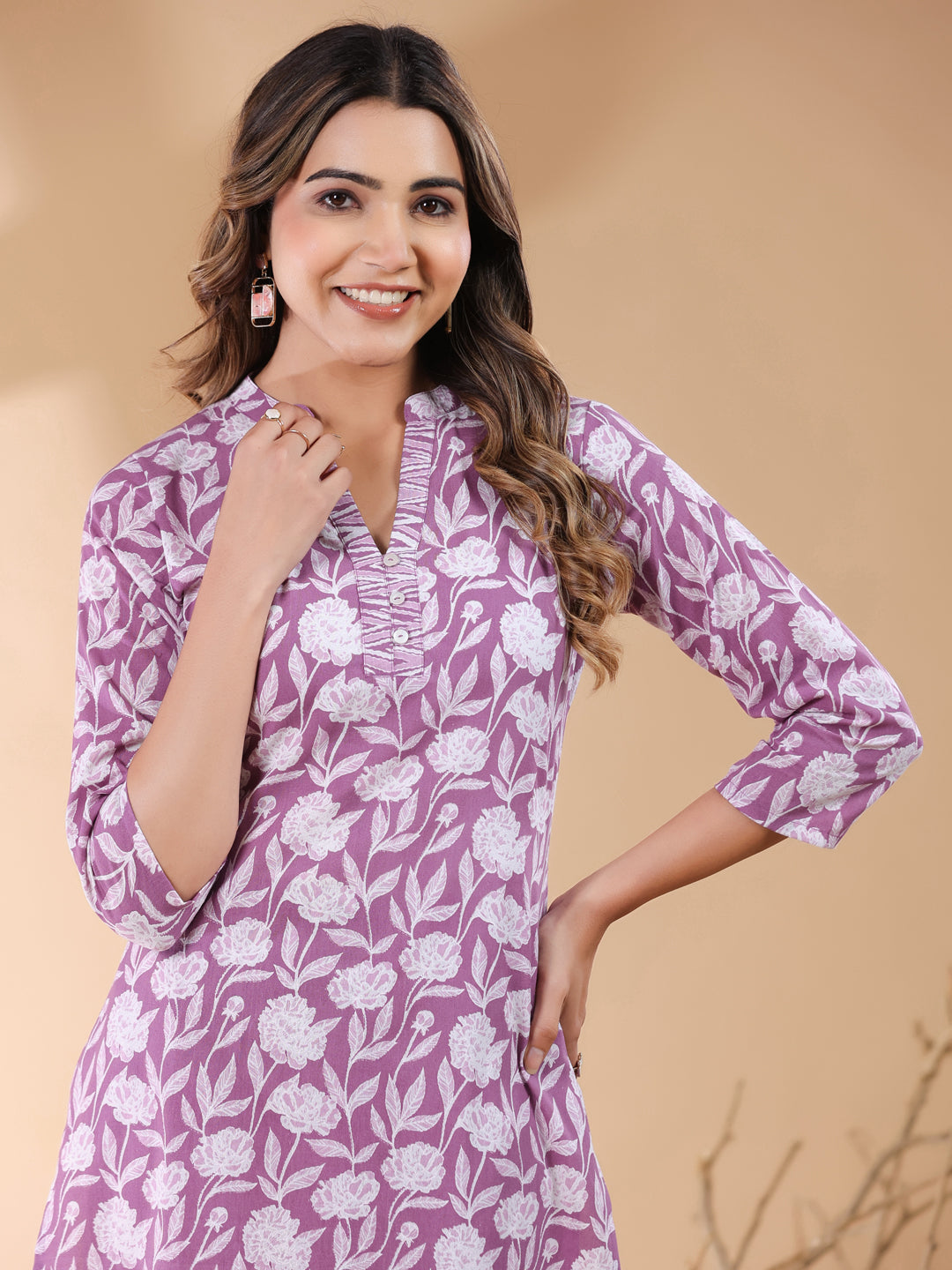 Janasya Light Cotton Floral Straight Kurta Set | Grocsy