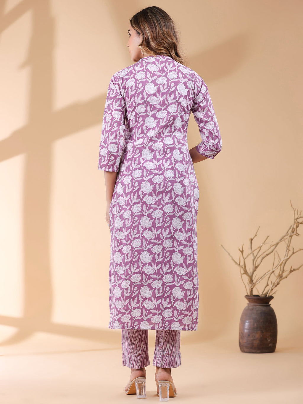 Janasya Light Cotton Floral Straight Kurta Set | Grocsy